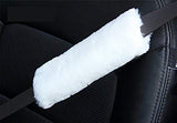TRUE LINE Automotive 2 Piece Seat Belt Strap Faux Sheepskin Soft Cover Comfortable Soft Shoulder Cushion