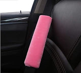 TRUE LINE Automotive 2 Piece Seat Belt Strap Faux Sheepskin Soft Cover Comfortable Soft Shoulder Cushion